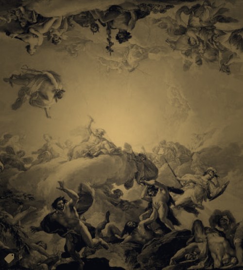 Stylised classical fresco, reinterpreted for Aurum Prospero